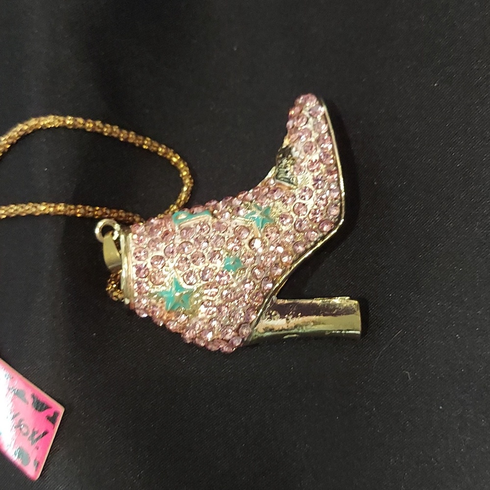 Betsey Johnson Pink Boot Pendant Necklace - Picture 4 of 6
